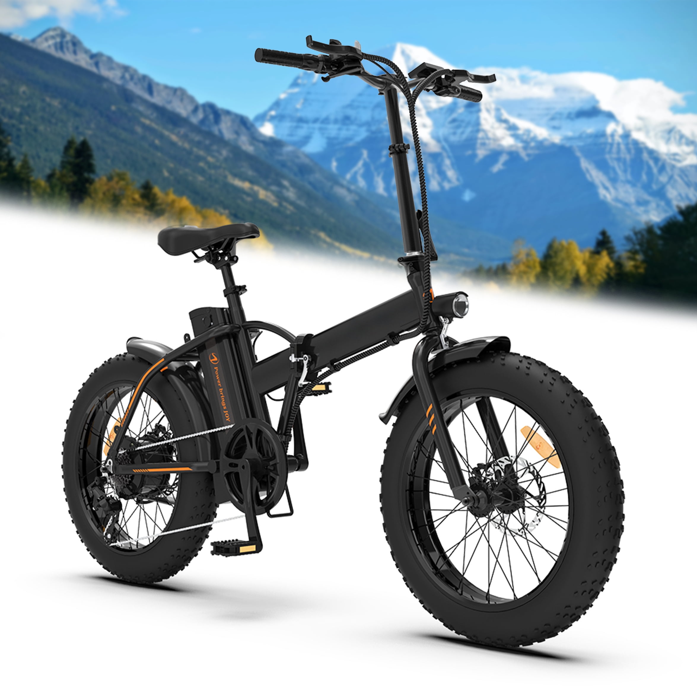 Aukfa Fat Tire 18 Miles 25 Km H Commuting Electric Mountain Bike For Adult S With 500 W Brushless Motor 26 In Tires And Front Fork Suspension Black Walmart Com