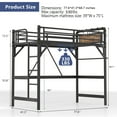 thumbnail image 3 of Hijob Twin Size Loft Bed with Removable Charging Station, LED Lights, Industrial Heavy Duty Metal Twin Loft Bed with Multi-functional Fabric Storage and Safety Guard Rails for Space, Black, 3 of 9