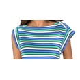 thumbnail image 2 of Anne Klein Womens Cap Sleeve Striped Pullover Top Blue Lapis Combo 2XL, 2 of 4