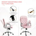 thumbnail image 4 of Vinsetto Velvet Home Office Chair, Button Tufted Desk Chair with Padded Armrests, Adjustable Height and Swivel Wheels, Pink, 4 of 9