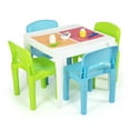 thumbnail image 3 of Humble Crew Lightweight Kids Plastic Table and 4 Chair Set, White, Green & Blue, 3 of 4
