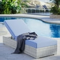 thumbnail image 2 of Lounge Chair Chaise, Rattan, Wicker, Light Grey Gray Light Blue, Modern Contemporary Urban Design, Outdoor Patio Balcony Cafe Bistro Garden Furniture Hotel Hospitality, 2 of 8