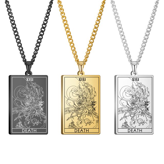 Dawapara-Juego de cartas de Tarot, collar con colgante, tarjetas de Tarot de Arcana mayor, joyería de acero inoxidable Fivean unisex