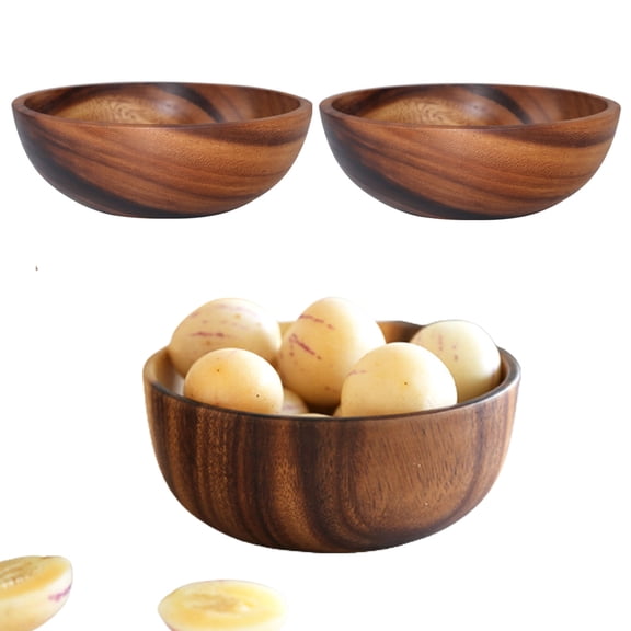 Bobasndm 2 Pcs Wooden Fruit Salad Serving Bowl Creative Living Room Real Wood Candy Bowl