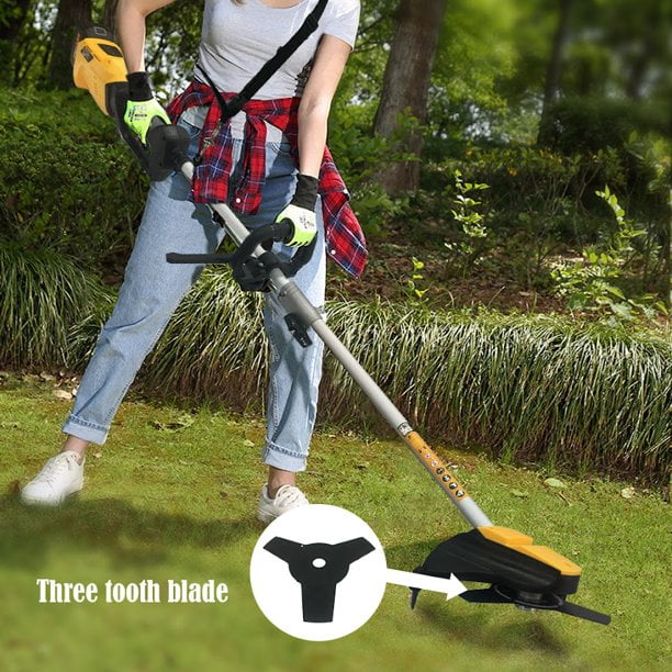 20V Coreless Trimmer Chainsaw Edger 4 in 1 Multi Function Garden Electric Tool with String and 3 tooth Blade Trimmer 8 inch Chainsaw and 10 inch