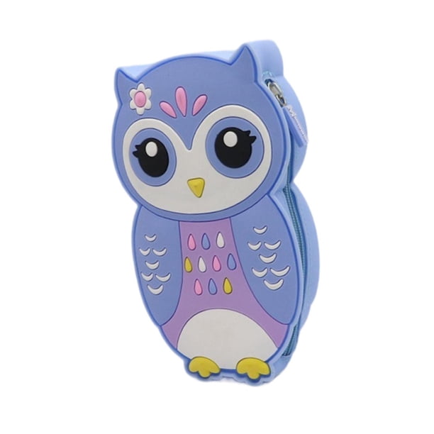 Estuche de silicona para lápices, bolsa de papelería con forma de búho, organizador de papelería ligero, bolsa de almacenamiento de papelería para Azul