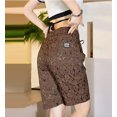 thumbnail image 6 of XFeng Men Black Embossed Jacquard Shorts Drawstring Elastic Waist Casual Knee‑Length Shorts, 6 of 7