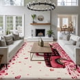 thumbnail image 3 of Large Area Rugs for Living Room Bedroom, Valentine's Day 5'x8' Rug Washable Carpet Runner Indoor Outdoor, Romantic Love Truck Roses Plaid Beige Non Slip Floor Mats Rug for Kitchen, Bathroom, 3 of 8
