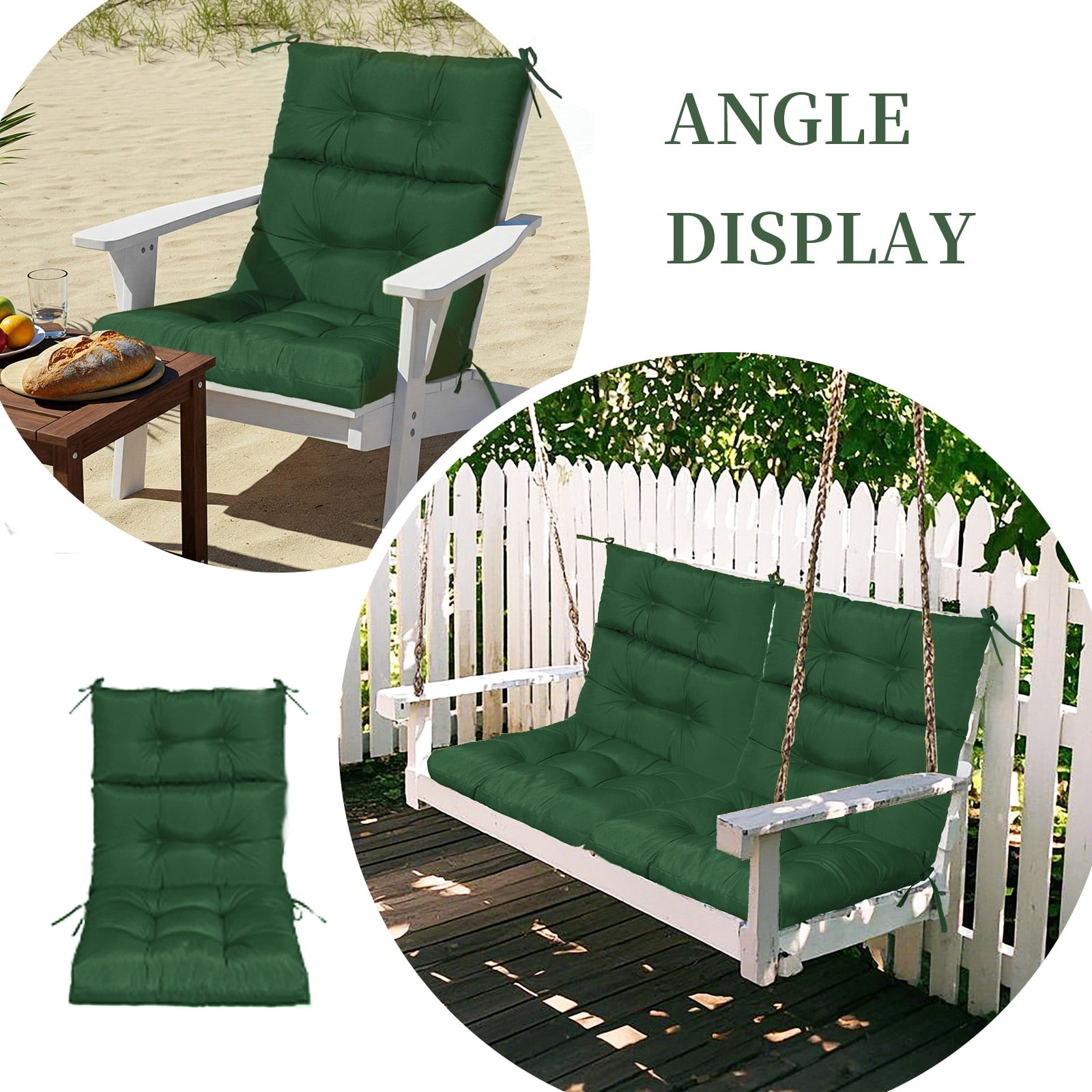 2-Pack High Back Outdoor Chair Cushions, Waterproof & Fade-Resistant Tufted Patio Chair Cushion for Rocking Chairs Adirondack Garden Porch Home Office Chair Use - 44" x 22" x 4"