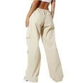 thumbnail image 5 of Coduop Womens Cargo Pants with Pockets Outdoor Casual Straight Wide Leg Streetwear Trousers, 5 of 7