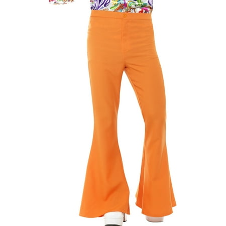 Mens 70s Groovy Disco Fever Flared Orange Pants Costume