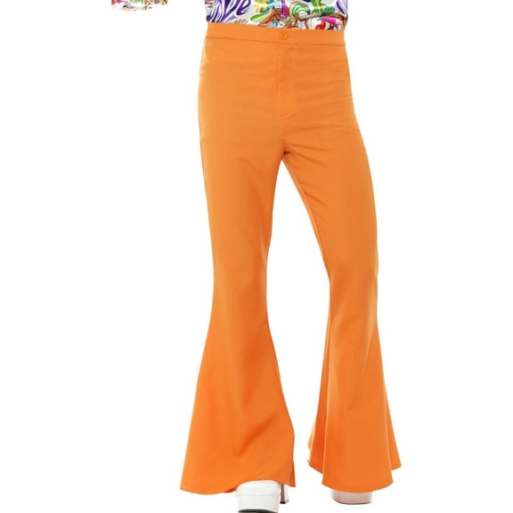 Men's 70s Groovy Disco Fever Flared Orange Pants Costume X-Large 46-48