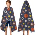 thumbnail image 3 of Football Baseball Pattern Hooded Bath Towel，60"x35" for Ages 3 To 12 Kids, Quick Dry Lightweight Soft Microfiber Hood Beach Towel Cover Up for Kids, 3 of 7