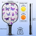 thumbnail image 4 of Pickleball Paddles Set Of 2, Fiberglass Surface, Vintage Floral & Butterfly, 4 Balls & Bag, 4 of 5
