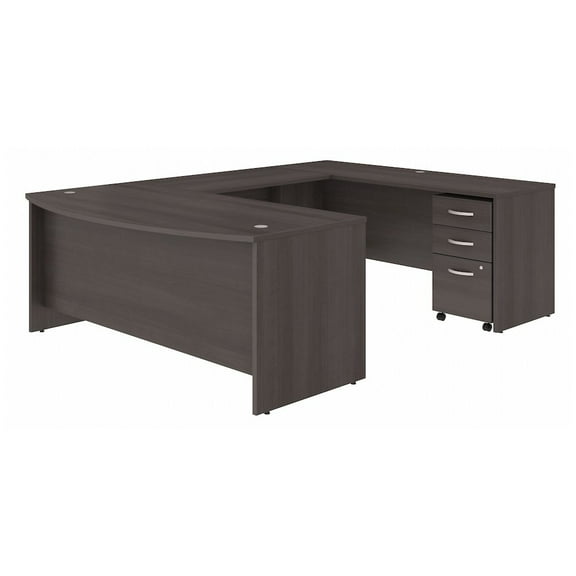 Studio C 72W x 36D U Shaped Desk with Drawers in Storm Gray - Engineered Wood