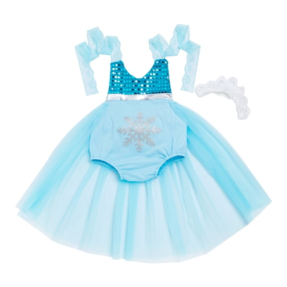 ETHZZLE 1 Set Lace Dress for Baby Girls Mermaid Design Sky Blue Comfortable Wear