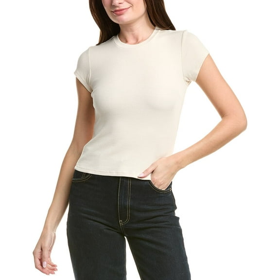 PERFECTWHITETEE womens  Ribbed Baby T-Shirt, l, White