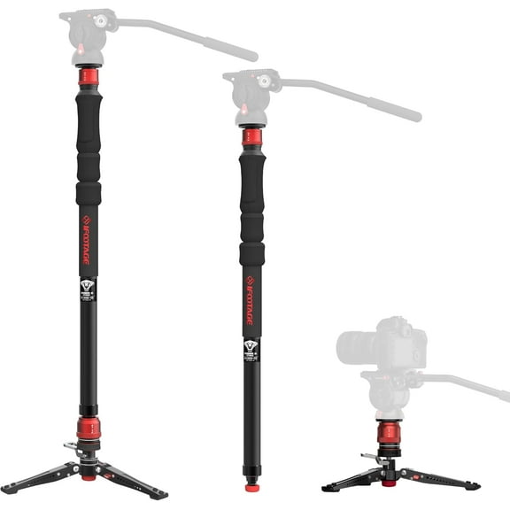 IFOOTAGE Cobra 3 Strike Monopod A150S-Ⅲ Camera Monopod with Feet, One-Touch Lifting Aluminum Video Monopod with Removable Tripod Base, Payload 11lb 60"/150cm, Ergonomic Design&Pedal Locking System