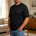 thumbnail image 4 of Men's Big and Tall Shirts 4xlt Men's Big and Tall Active T-Shirt – Moisture Wicking Dry Fit Workout Shirt – Short Sleeve Longer Length Activewear Black L, 4 of 5
