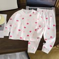 thumbnail image 2 of COMVALUE Baby Girls Fall Pajama Set 3 6 12 18 24 Months 3T 4T 5T 6T Heart Print Crew Neck Long Sleeve Top and Matching Sleep Pants, 2 of 4