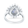 thumbnail image 3 of Natural Moonstone Size-5 Art Deco Round Cocktail Ring Floral Vintage Style Baguette CZ Wedding Engagement Ring 925 Sterling Silver, 3 of 6