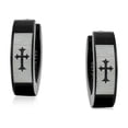 thumbnail image 3 of Bling Jewelry Mens Biker Jewelry Earrings Fleur De Lis Cross Black Huggie Hoop, 3 of 6
