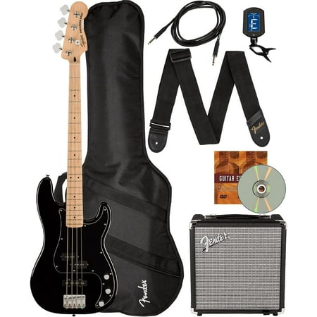 Fender Squier Affinity Precision Bass PJ - Black w/ Rumble 15 Amplifier