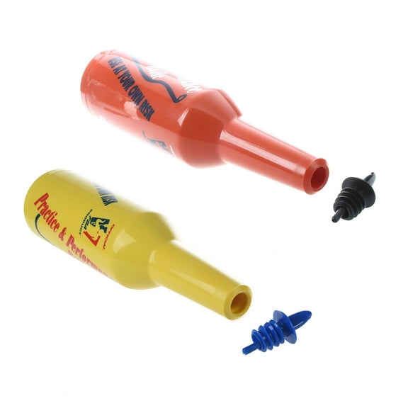 2 Pcs Flair Bartender Bartending Practice Bar Pub Bottle Wine Cocktail Shaker - Red & Yellow