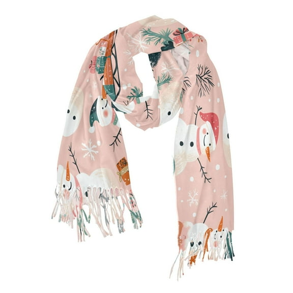 FORMRS Womens Scarf Winter Soft Long Big Warm Shawls Wrap Tassel Scarves, Christmas Snowman