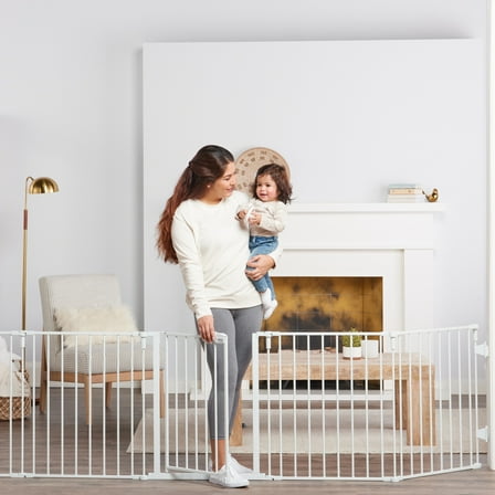 Regalo Super Wide Baby Gate and Play Yard, 56-144 in, White, Ages 6-24 Months