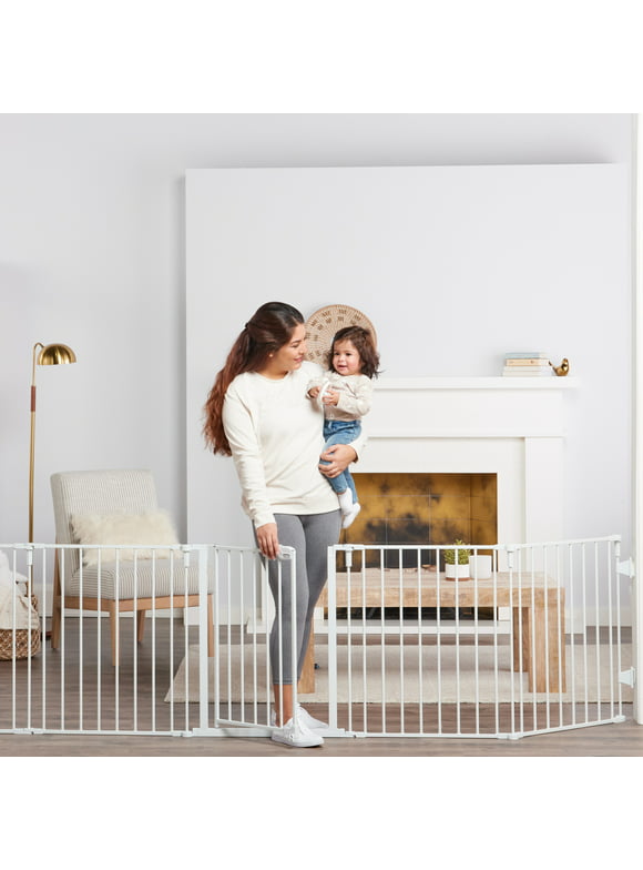 Regalo Super Wide Baby Gate, Features Play Yard Option, White, 144", Age Group 6-24 Months