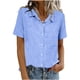 thumbnail image 1 of Mujeres Manga Corta Tops Casual Color Sólido Bolsillo Manga Corta Blusa Botón Arriba Cuello de Giro Casual Blusas de Manga Corta para Mujeres, 1 of 8