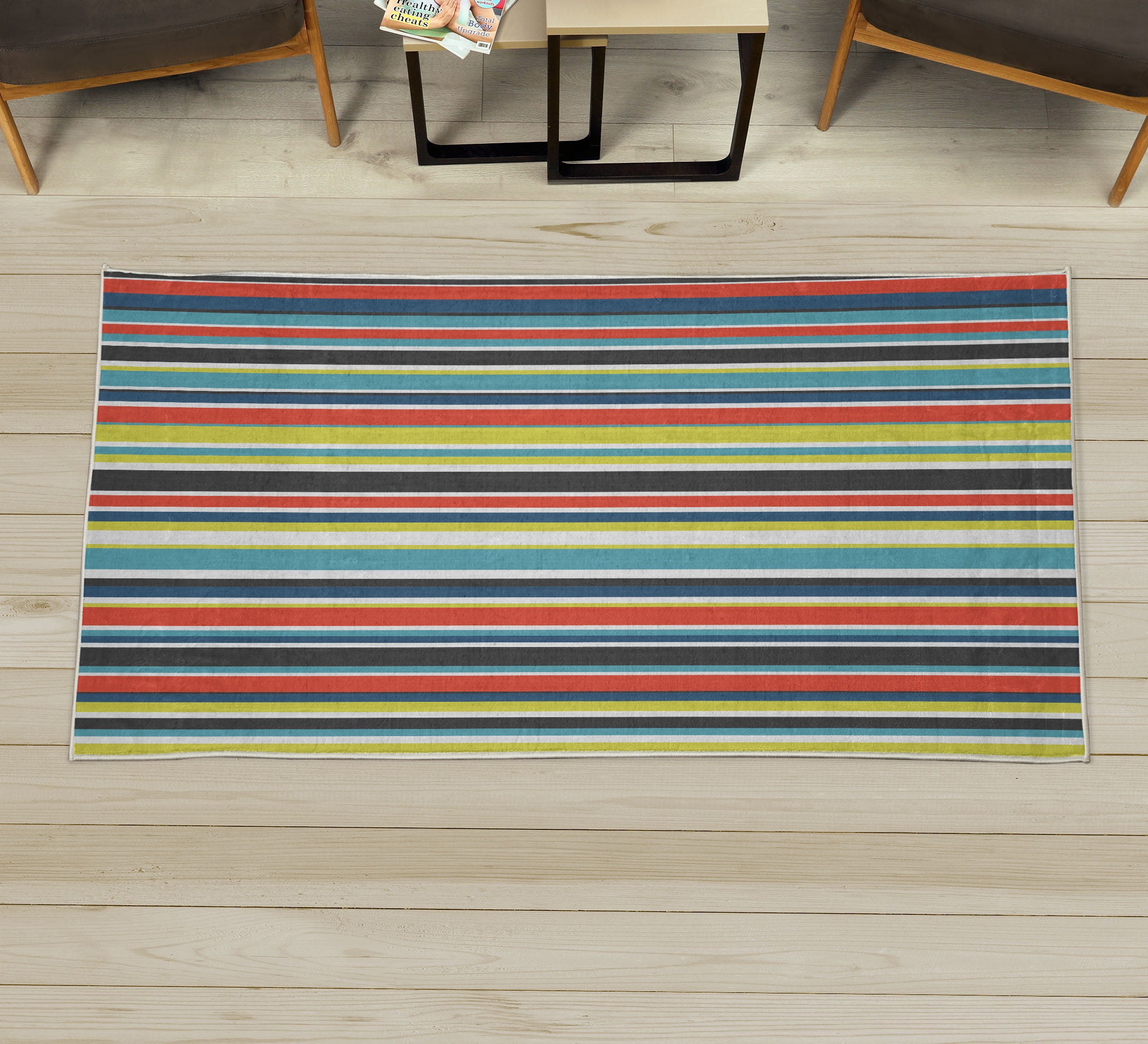 Pastel Decorative Rug, Vertically Striped Pattern Different Color ...