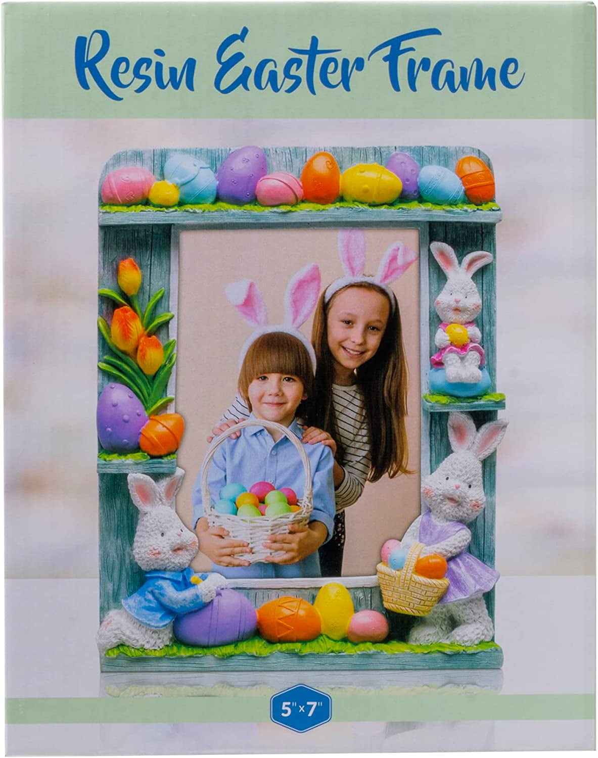 Fine Photo Gifts 5x7 Bunnies and Eggs Resin Easter Picture Frame
