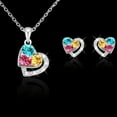 thumbnail image 1 of Xihbxyly Collar de Moda, Elegante Diseño de Corazón de Rosa, Detalles de Diamantes Brillantes, Regalo Perfecto con Aretes, Celebración Del Día de La Madre, Accesorio Elegante para Mujer., 1 of 2
