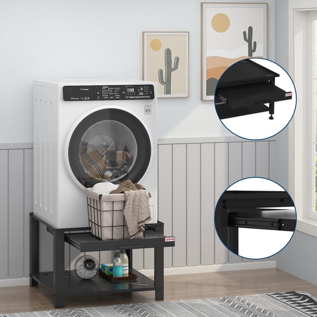 Qinaqin 29" Laundry Pedestal con Pullout-Shelf Universal Fit Anti-Vibration cm de Anchoashing Machine Soporte Base Almacenamiento 800 lbs Capacity