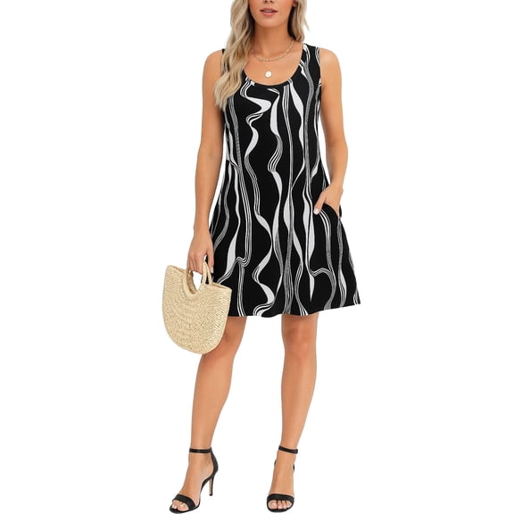 MLDRA Dresses for Women Skirts Sleeveless Boho Beach Vacation Maxi Dress Casual Flowy with Pockets Spring Summer Trendy 2025