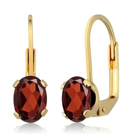 - 1.80 Ct Oval Shape Red Garnet Yellow Gold Plated Brass Stud Earrings