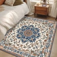 thumbnail image 2 of Vintage Ethnic Floral Washable Area Rug 3 x 5 ft Retro Navy Classical Bohemian Style , Soft Non Slip Rugs Stain Repellent Indoor Felt Carpet for Living Dining Room Bedroom Home Office, 2 of 9