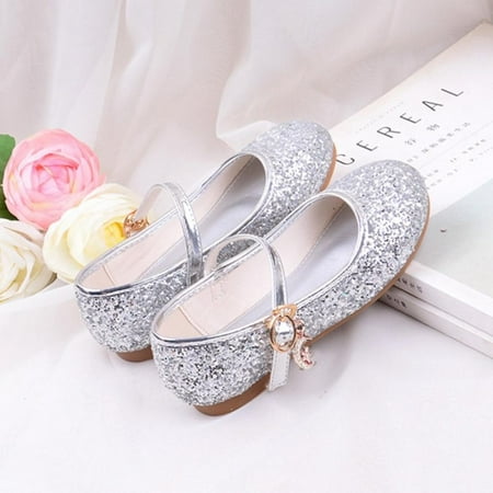 

Baozhu Girls Leather Shoes Princess Party Single Shoe Non-Slip Soft Sequin Design Flat Dance Flat Shoes Baby Children s Shoes