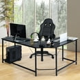 thumbnail image 4 of Gymax L Shaped Desk Corner Computer Desk PC Laptop Gaming Table Workstation Black, 4 of 10