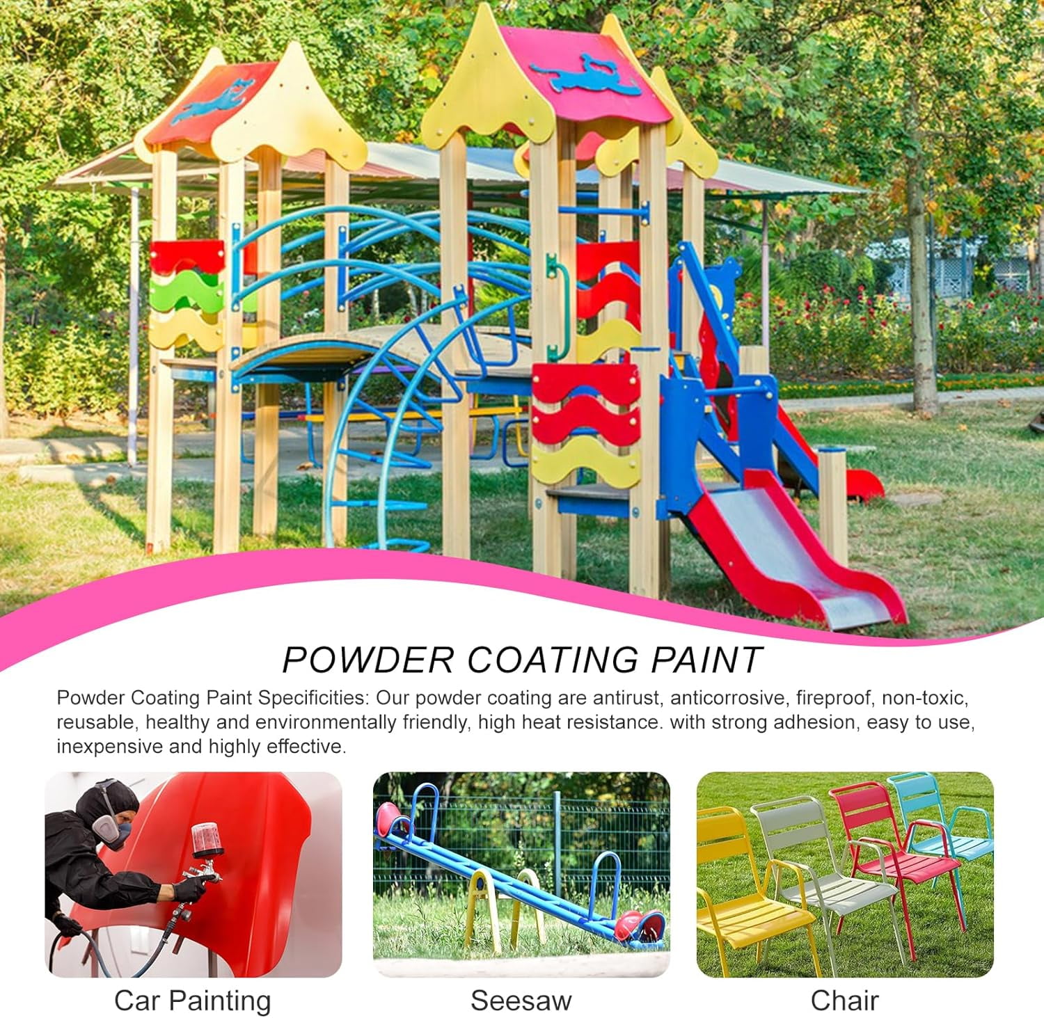 Powder Coating Paint for Metal Surfaces | Car Paint | Building Materials | Powder Paint for Steel Structures, Factories, Buildings, Playgrounds, Gardens (Rose Gold, 16 Ounce)
