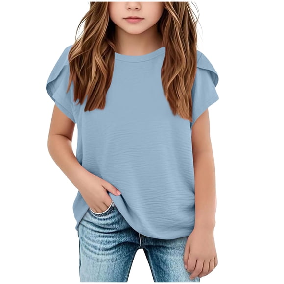 Akiihool Girls Clothes Girls Western Shirt Cowgirls Embroidered Country Concert T Shirt Graphic Horseback Rider Tassel Fringe Tee Tops (Blue,3-4 Years)