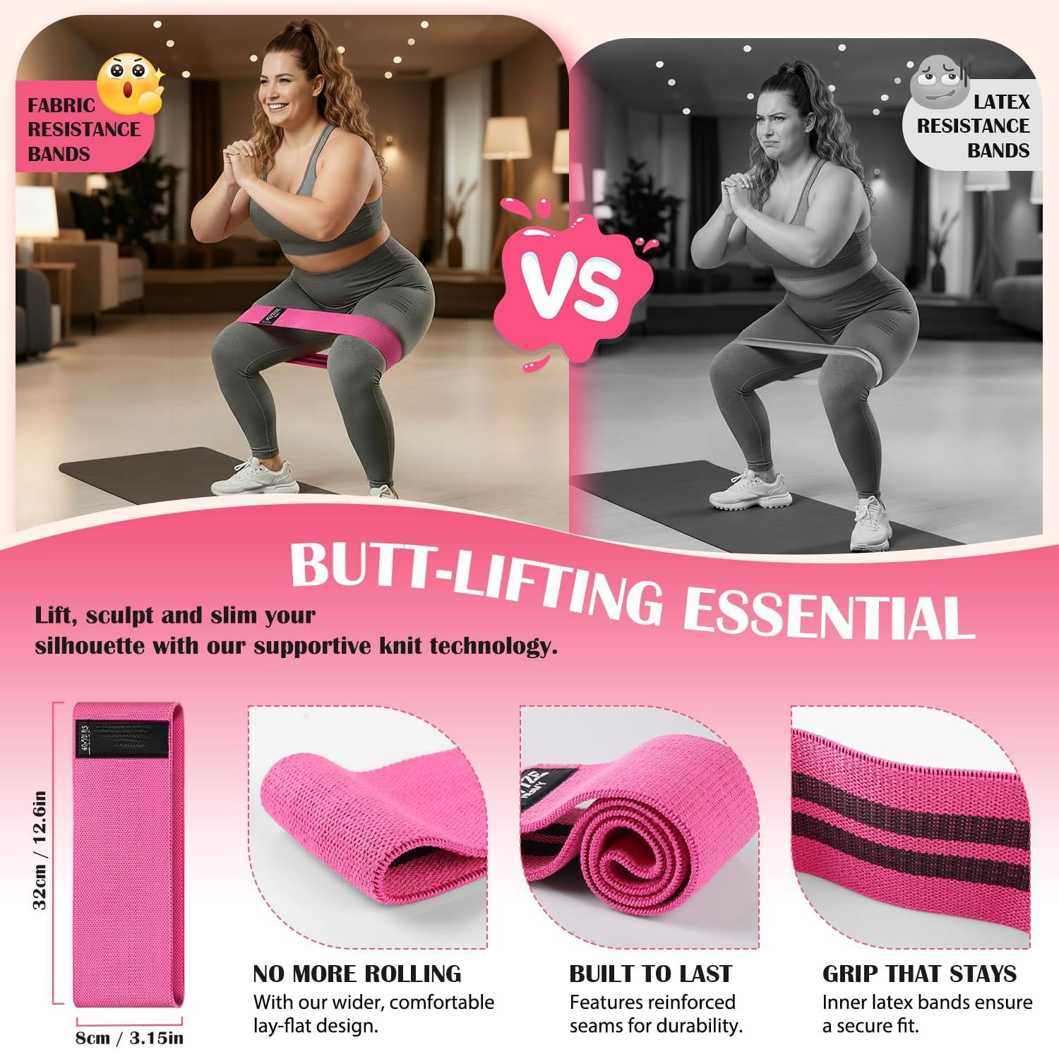 Ankle Resistance Bands With Cuffs & Fabric Set - Glutes Workout Equipment For Women Men  Home Gym Heavy Exercise Yoga Strength Rehab Pilates