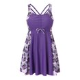 thumbnail image 4 of ibiyuan Plus Size Swimsuit Cover Up 2 Piece Short Sleeve Swim Tops Bathing Suits with Shorts Color Block Swimsuits for Women,Purple, 4 of 5