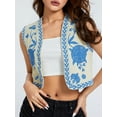 thumbnail image 5 of Women Embroidery Flower Vest, Sleeveless Open Front Casual Outwear Gilet (XS-L), 5 of 9