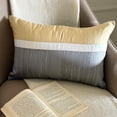 thumbnail image 1 of The HomeCentric Designer Gold 12"x16" (30x40 cm) Lumbar Pillow Cover, Silk Color Blocking & Patchwork Oblong Pillow, Modern Pattern Striped Style - Plush Gold Silk, 1 of 10