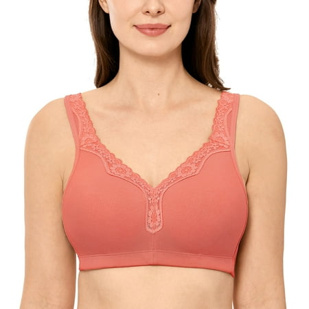 

Delimira Women s Wireless Contton Bras Lace Plus Size Non-Foam Comfort Bralette