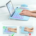 thumbnail image 3 of Wireless Keyboard and Mouse Combo with 9 Backlit, Wrist Rest & Phone Holder, Sky Blue, 3 of 8