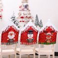 thumbnail image 3 of Cubierta de la silla del sombrero de Navidad Impresión de dibujos animados Suministros de arreglos de cocina Funda de Navidad de manga roja para Kits de decoración para fiestas Muñeco de nieve Moyic HA069379-02, 3 of 6